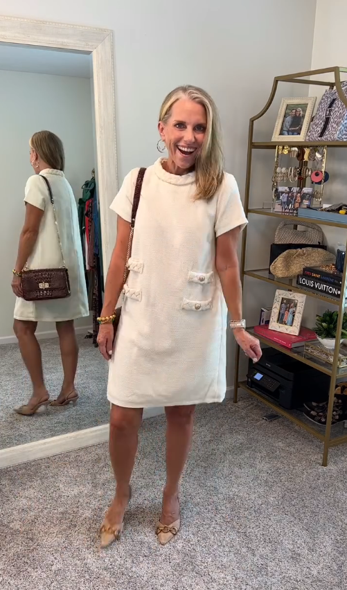 Round Neck Solid Color Button Dress