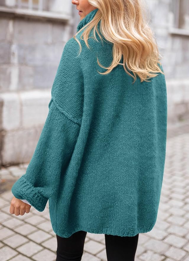 2024 Women's  Fall Knit Sweater Casual Long Sleeve Turtleneck Loose Chunky Pullover Tops