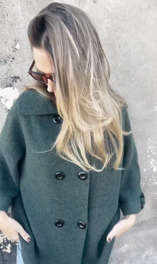 Loose casual double-breasted cashmere wool coat