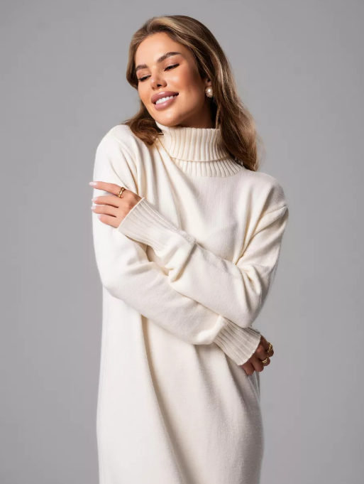 2025 🔥Loose Fitting Versatile Turtleneck Cashmere Knit Dress