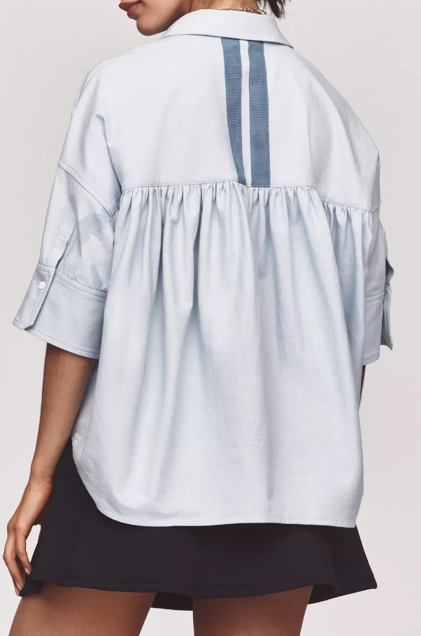 2026 Ice Cream Colored French Style Striped Patchwork Shirt With Pockets