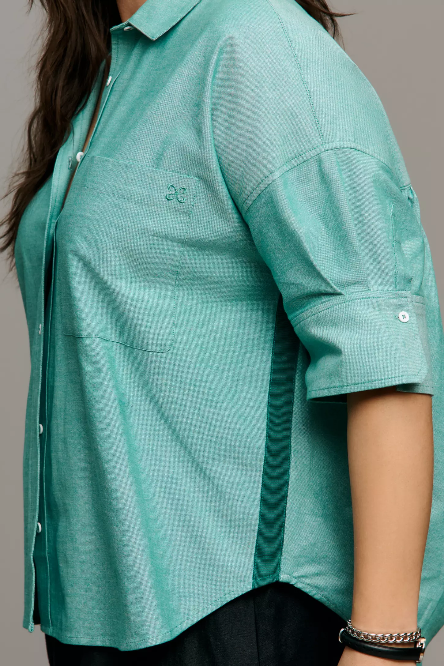 2026 Ice Cream Colored French Style Striped Patchwork Shirt With Pockets