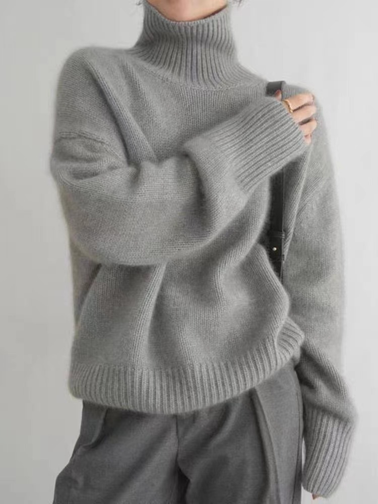 Loose Skin Friendly High Neck Cashmere Sweater