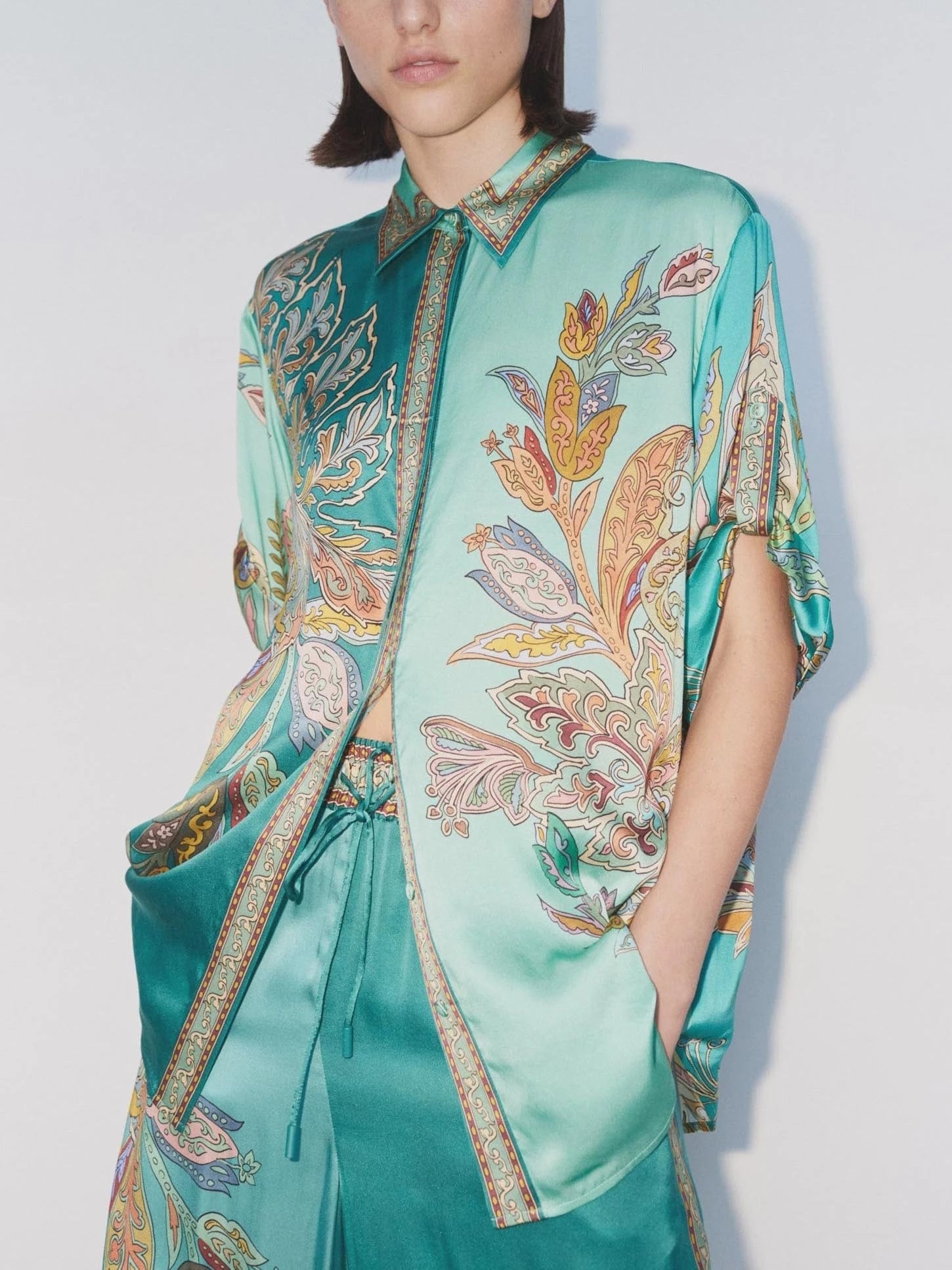 Emerald Luxe Oversized  Shirt