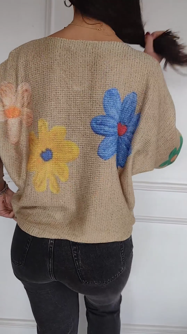 floral cutout sweater