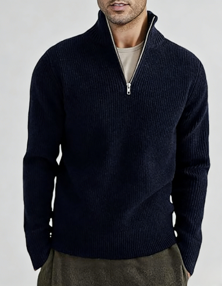 2025 Casual Thickened Half-High Zipper Neck Knit Sweater