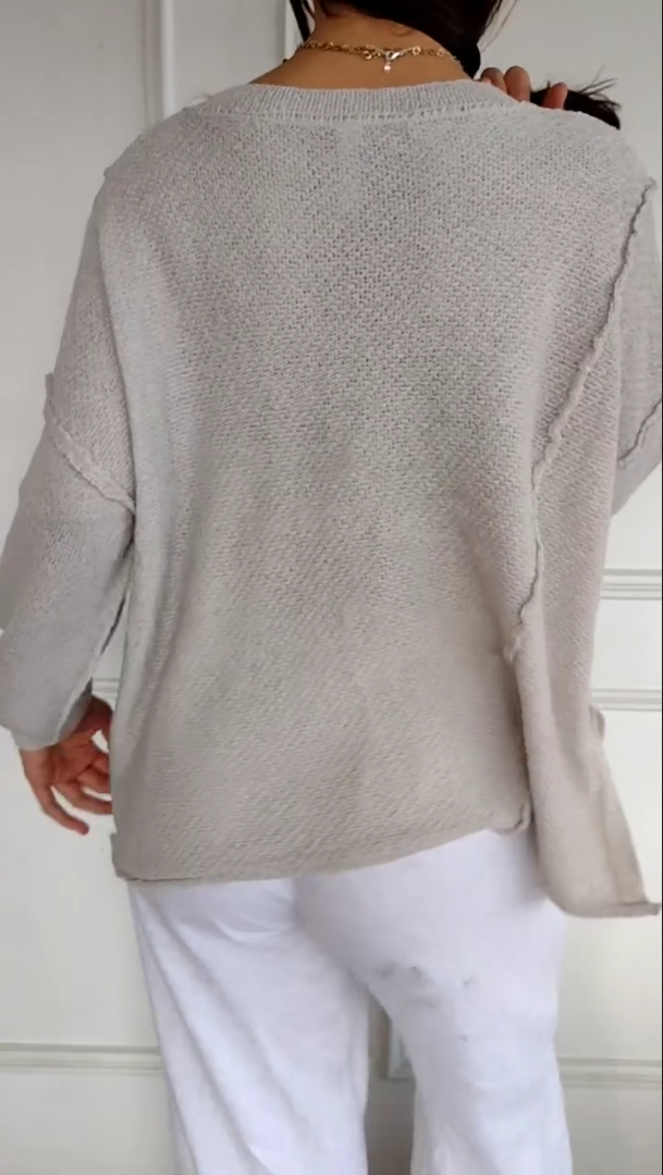 Long Sleeve Sweater With Patchwork Design