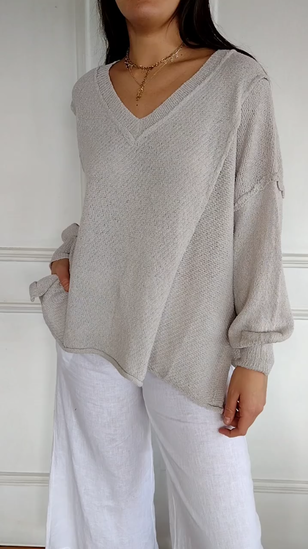 Long Sleeve Sweater With Patchwork Design