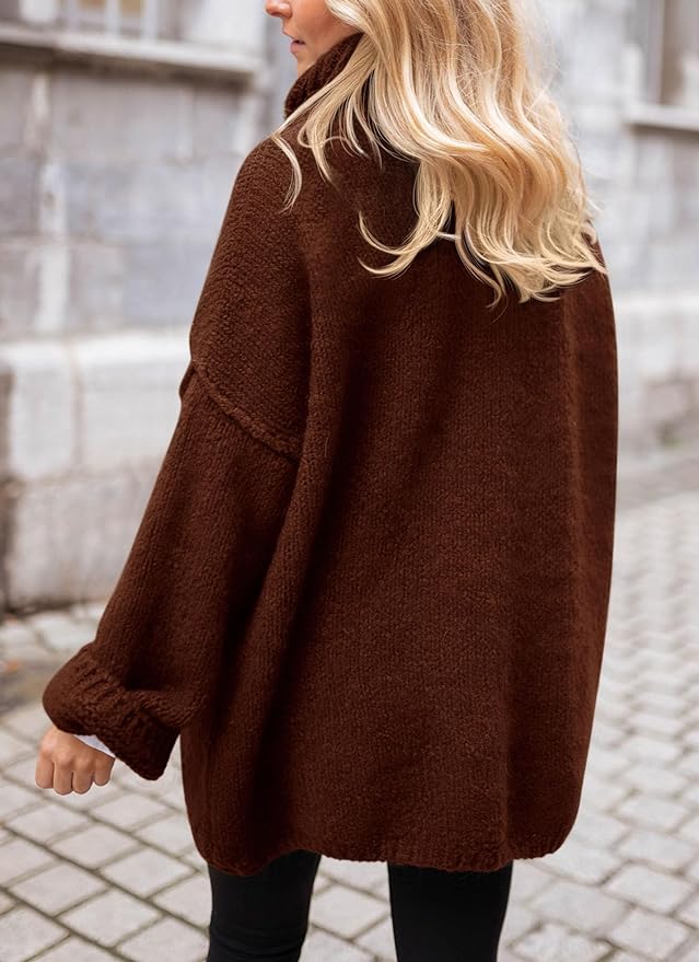 2024 Women's  Fall Knit Sweater Casual Long Sleeve Turtleneck Loose Chunky Pullover Tops