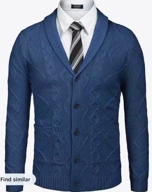 2025 Men's Shawl Collar Button Cable Knit Sweater