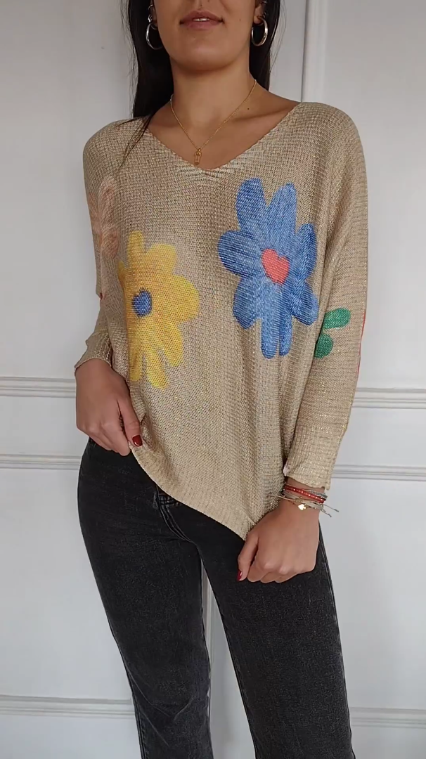 floral cutout sweater