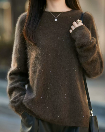 2025 🎁Christmas Solid Color Shimmering Relaxed Cashmere Warm Sweater