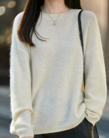 2025 🎁Christmas Solid Color Shimmering Relaxed Cashmere Warm Sweater