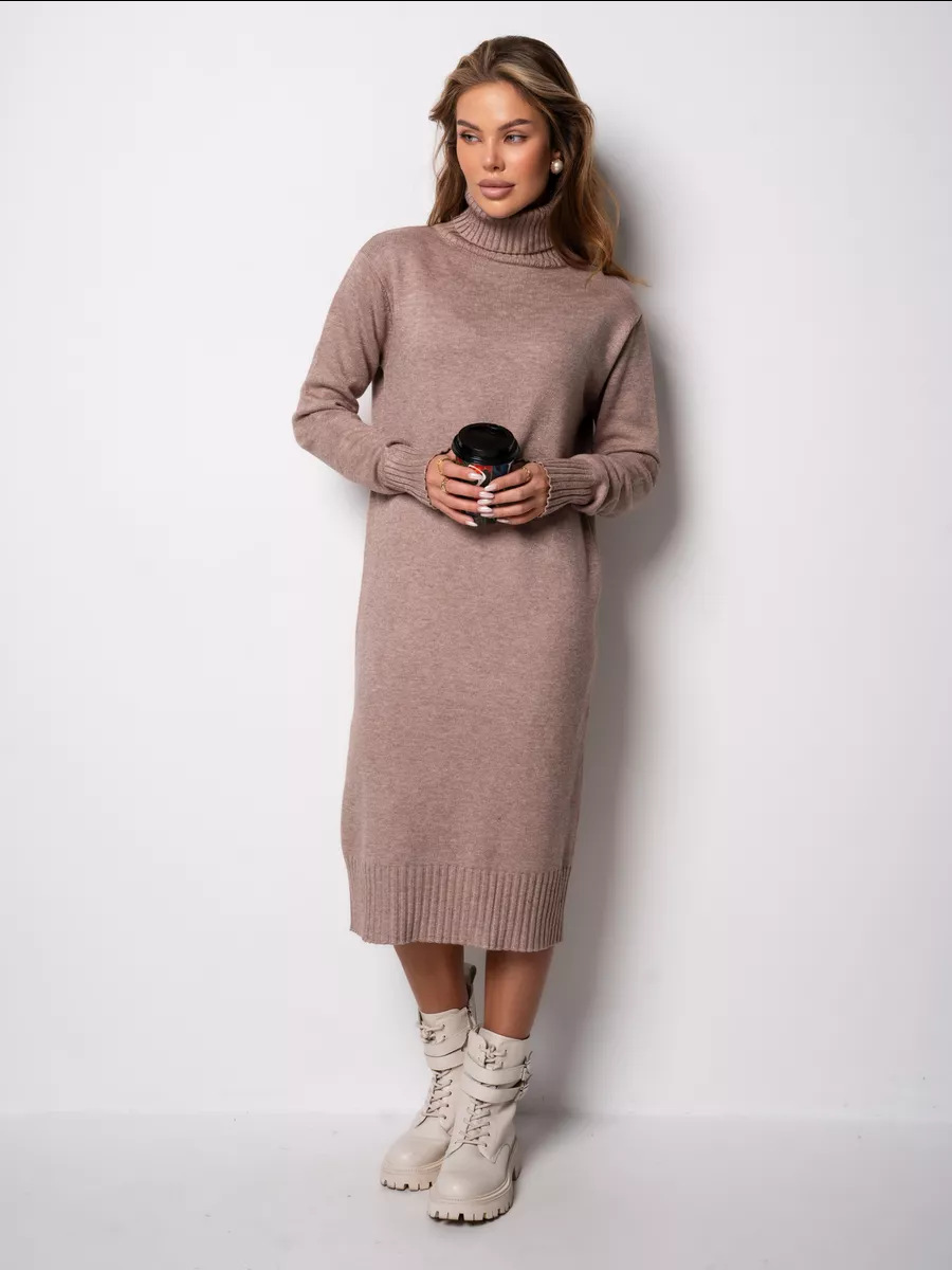 2025 🔥Loose Fitting Versatile Turtleneck Cashmere Knit Dress