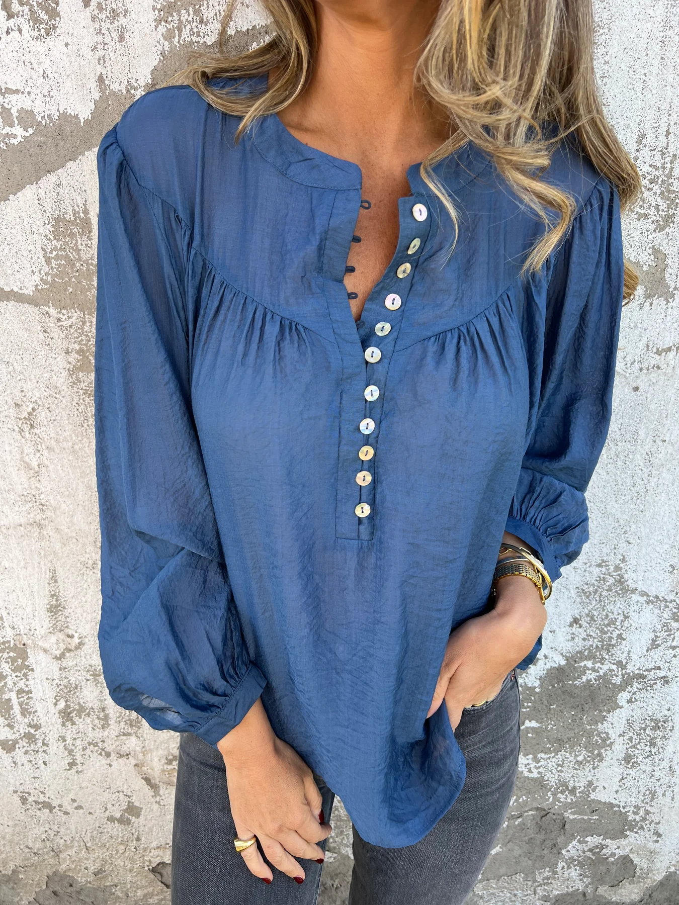 Casual Ice Silk Button Top
