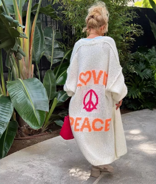 2024 Extended casual cardigan jacquard knit coat