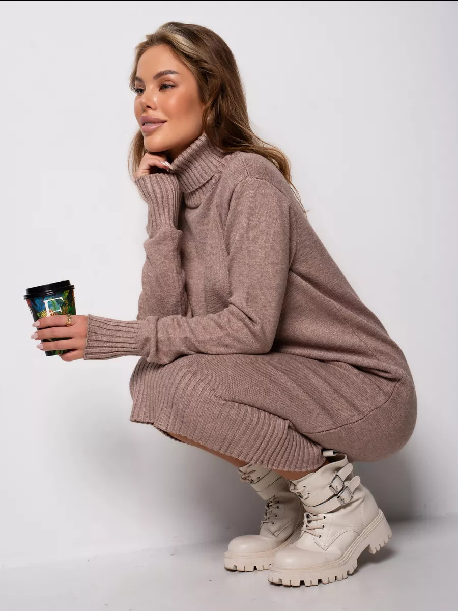 2025 🔥Loose Fitting Versatile Turtleneck Cashmere Knit Dress