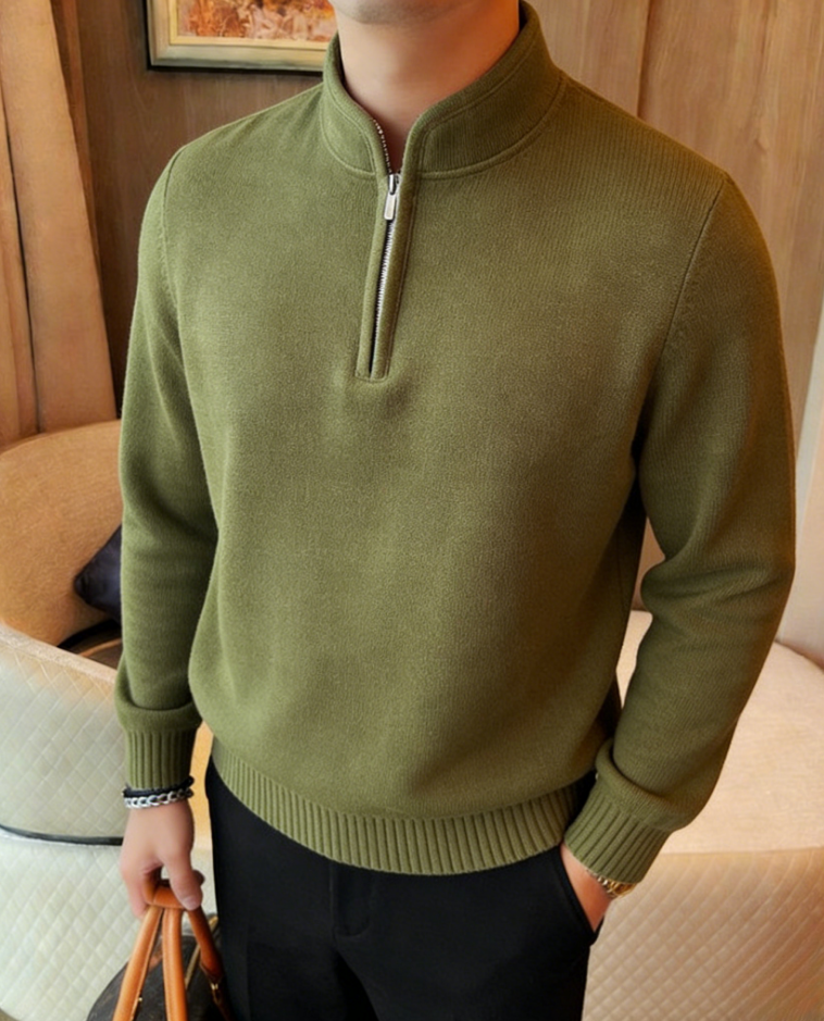 2026🔥Casual Business Solid Color Zipper Cashmere Sweater