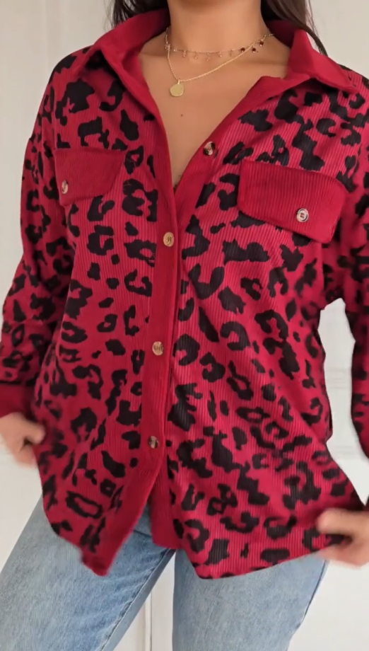 loose leopard-print corduroy jacket