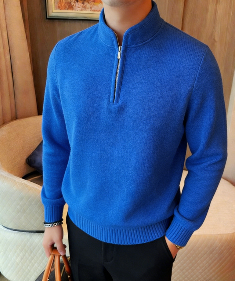 2026🔥Casual Business Solid Color Zipper Cashmere Sweater
