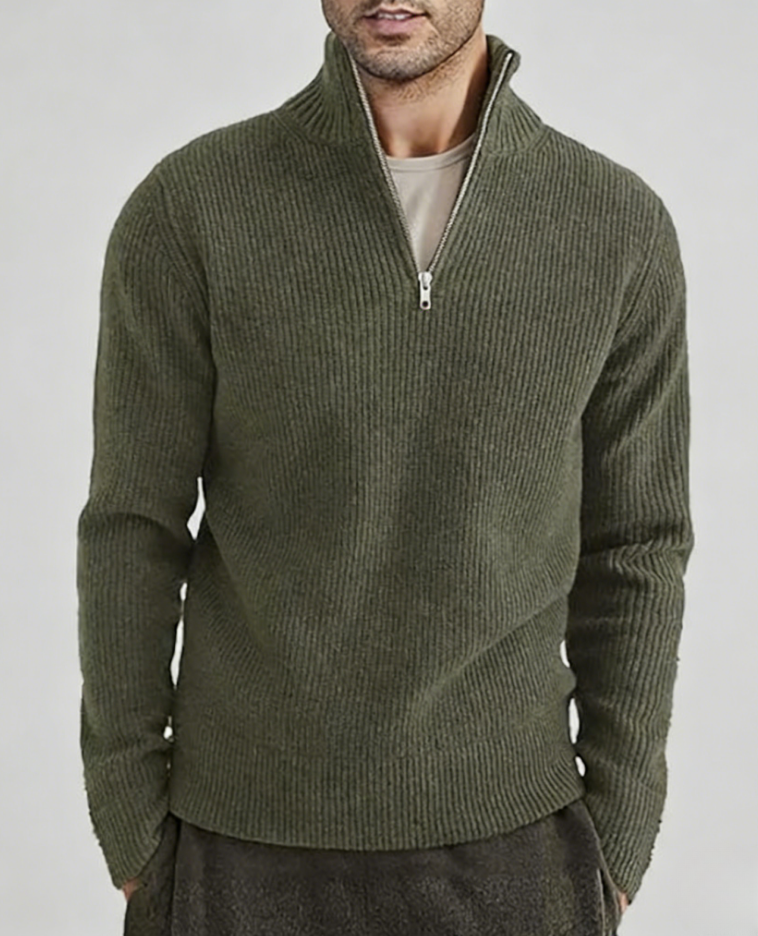 2025 Casual Thickened Half-High Zipper Neck Knit Sweater