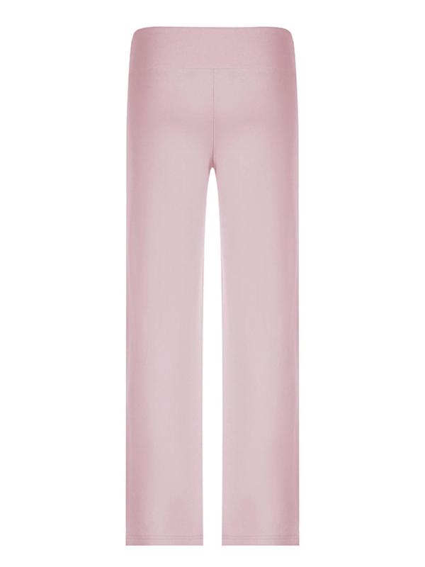 Women's Solid Drawstring Foldover WaistStraight Leg Pants, Pants for Women, FashionCasual Drop Waist Trousers For Daily OutdoorWear, Summer Outfits 2024