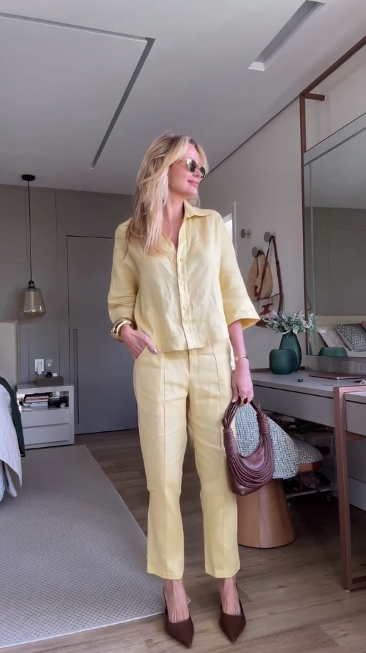 Women's casual ice silk cotton wide-leg pants two-piece suit