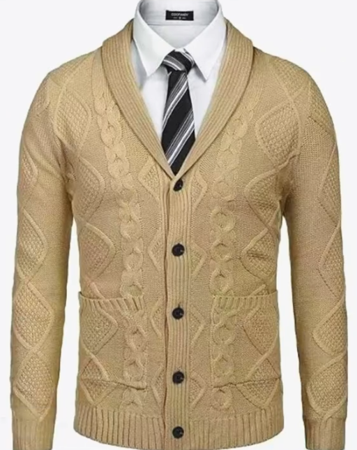 2025 Men's Shawl Collar Button Cable Knit Sweater