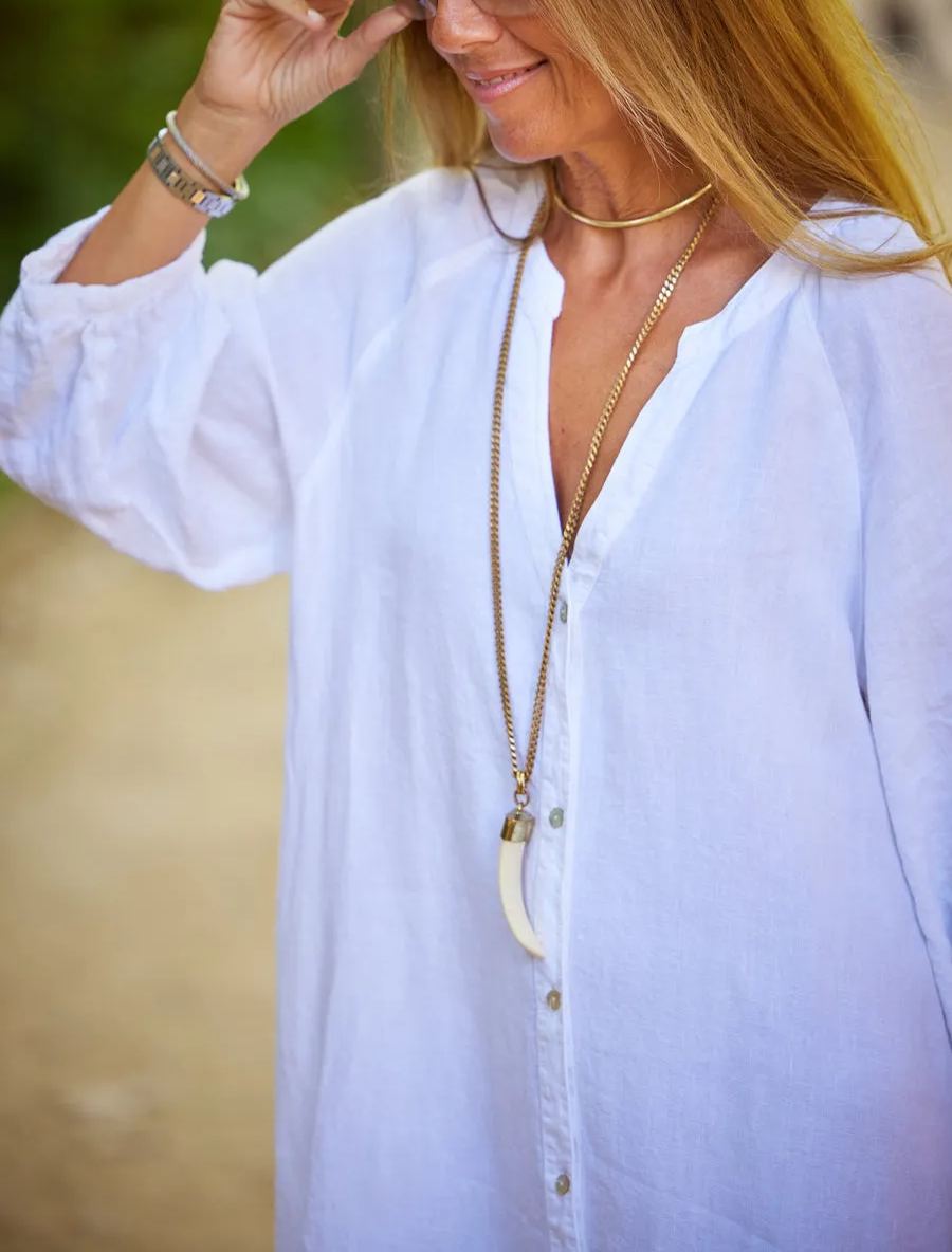 Vestido lino botones negro