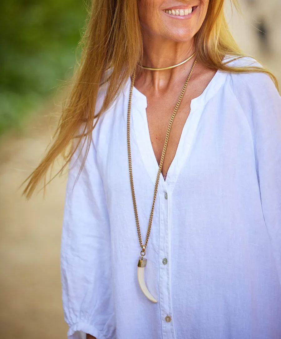 Vestido lino botones negro