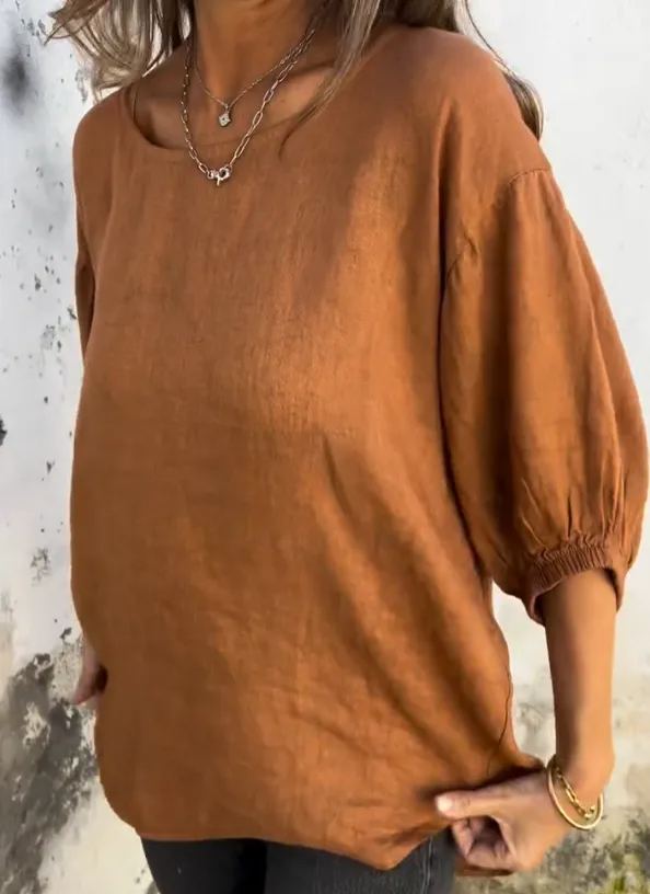 Women's Casual Linen Blouse Short sleeve Top