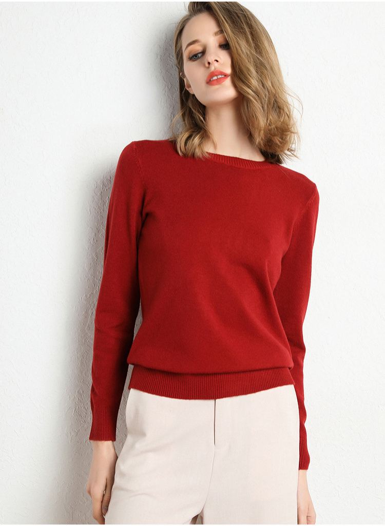 Autumn And Winter New Round Neck Sweater Women'S Inner Layer Sweater Versatile Fashion Cross-Border Sweater Drop Shipping