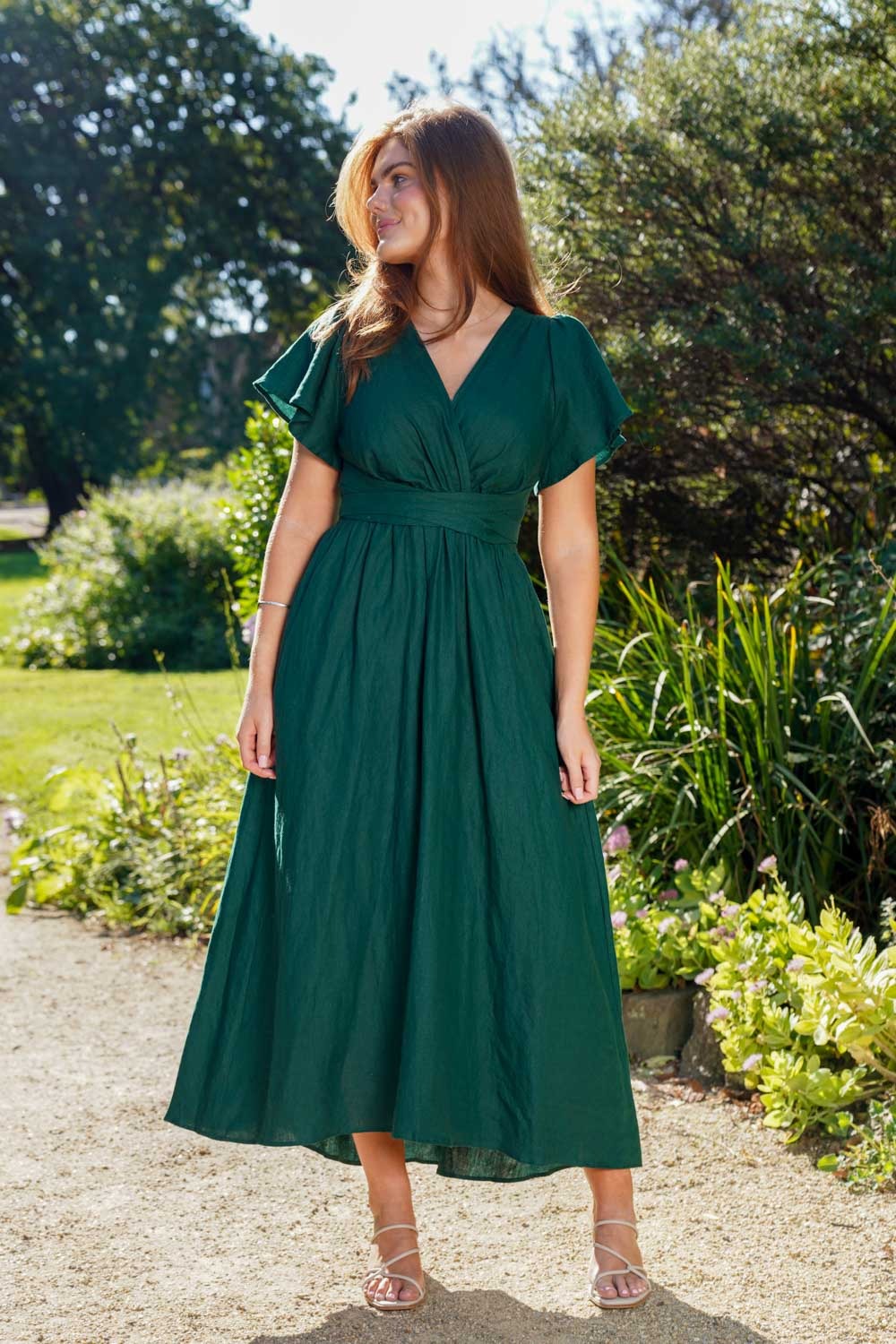 Long dress with flowing sleeves