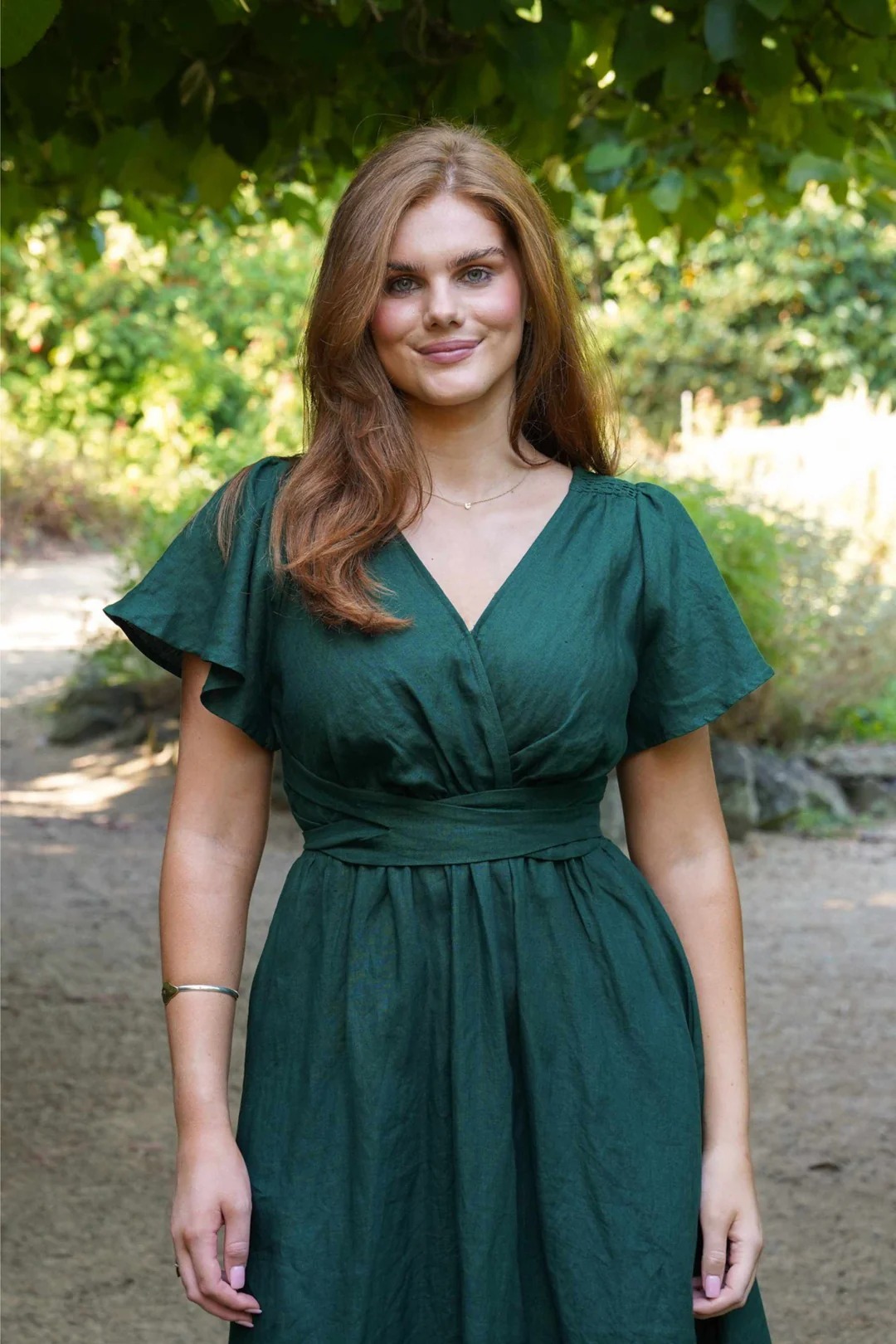 Long dress with flowing sleeves