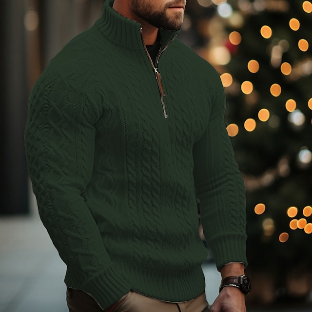 Men's Stand Collar Pullover Knitted Sweater