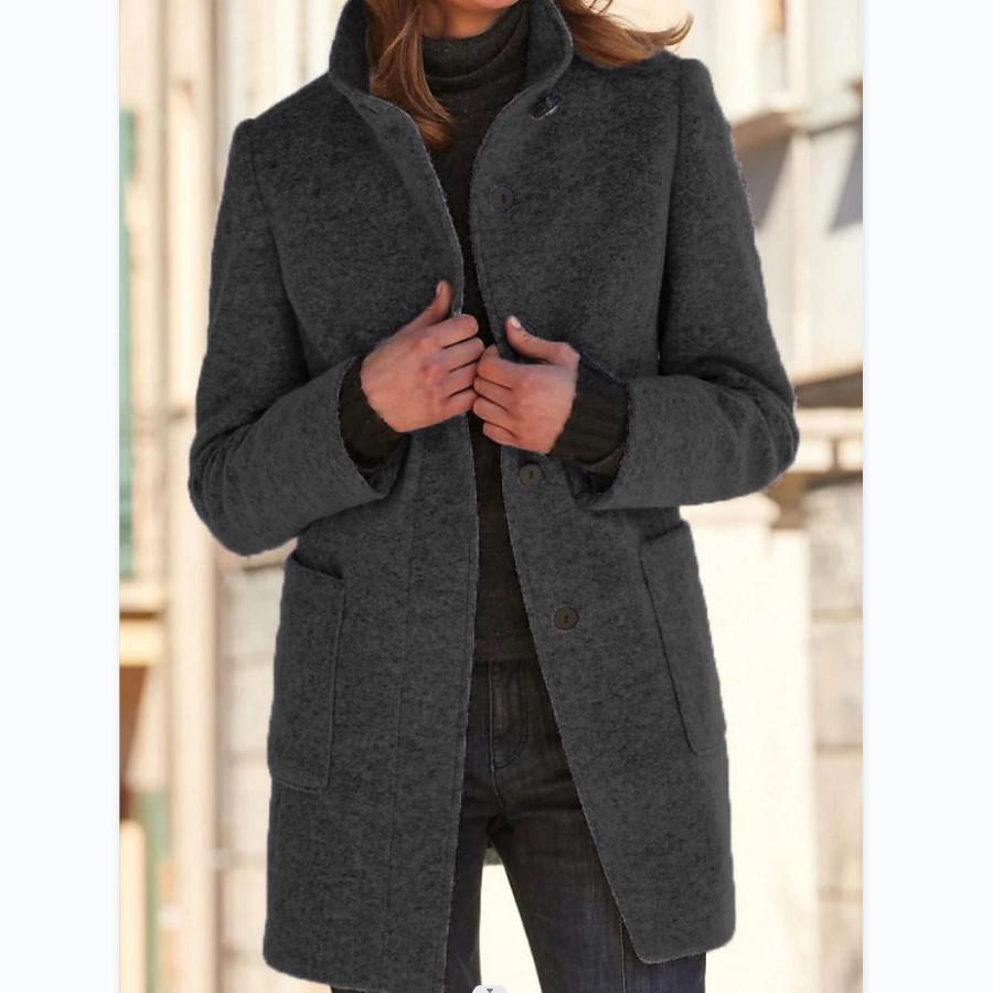 🔥Limited Time Offer 49% OFF🔥Women's retro solid button stand collar woolen coat