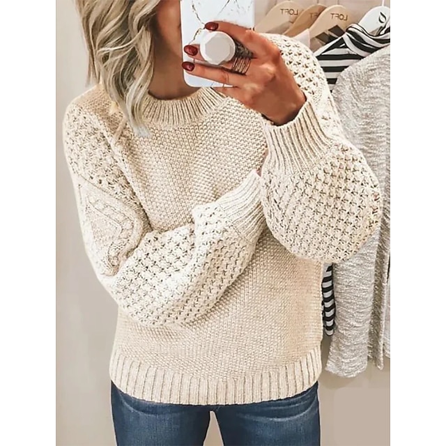 Women's Oversized Cotton Long Sleeve Stylish Casual Soft Solid Sweater
