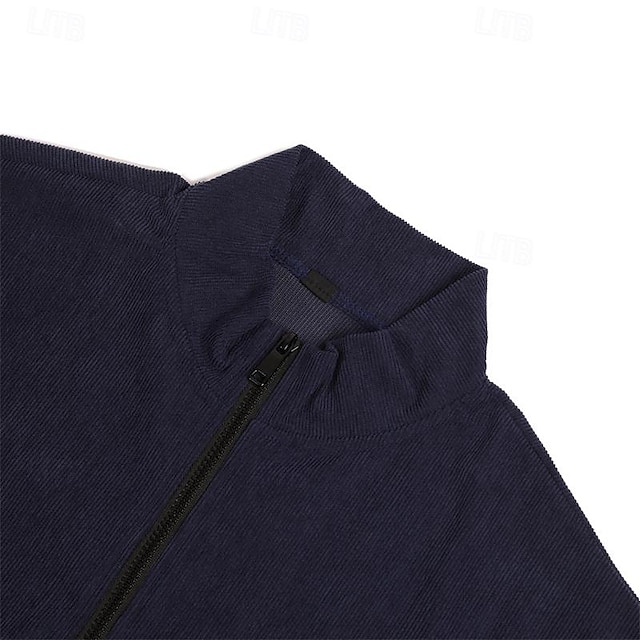 Men's Casual Standing Collar Pullover Sweatshirt Zip Polo Shirt