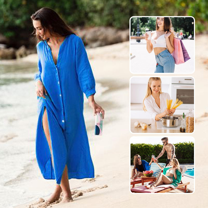 Hemdblusenkleid mit Revers und langen Ärmeln und Knöpfen