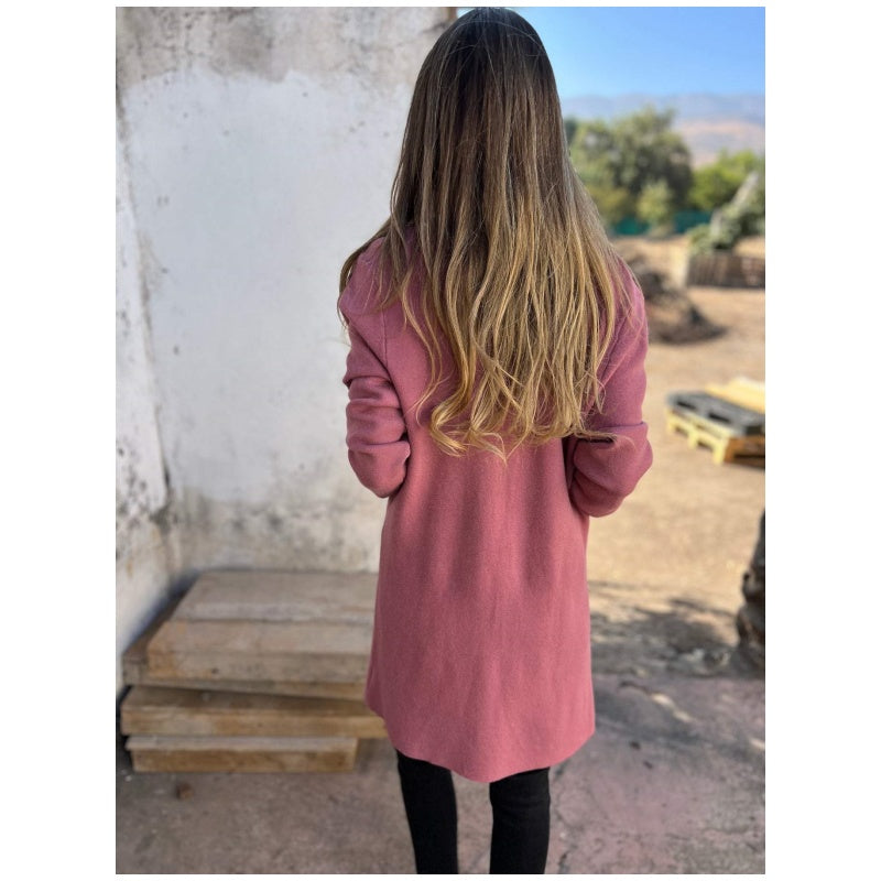 Solid Color Mid Length Cardigan Coat