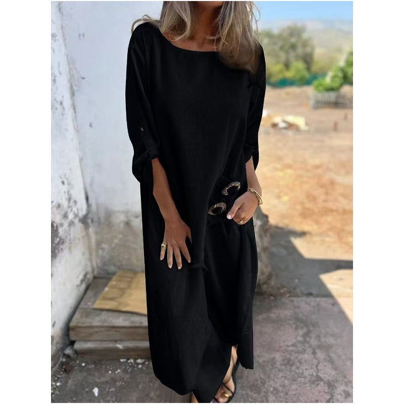 Loose Irregular Robe Set With Metal Buckle