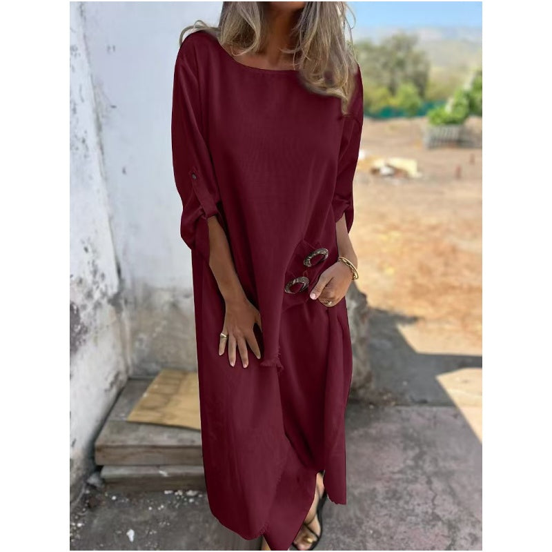 Loose Irregular Robe Set With Metal Buckle