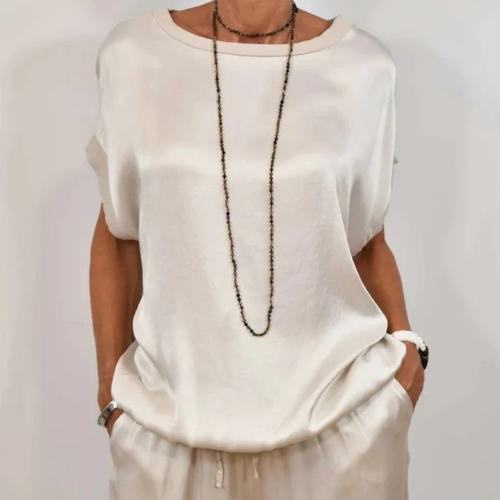 Crew Neck Section Drawstring Pants Suit