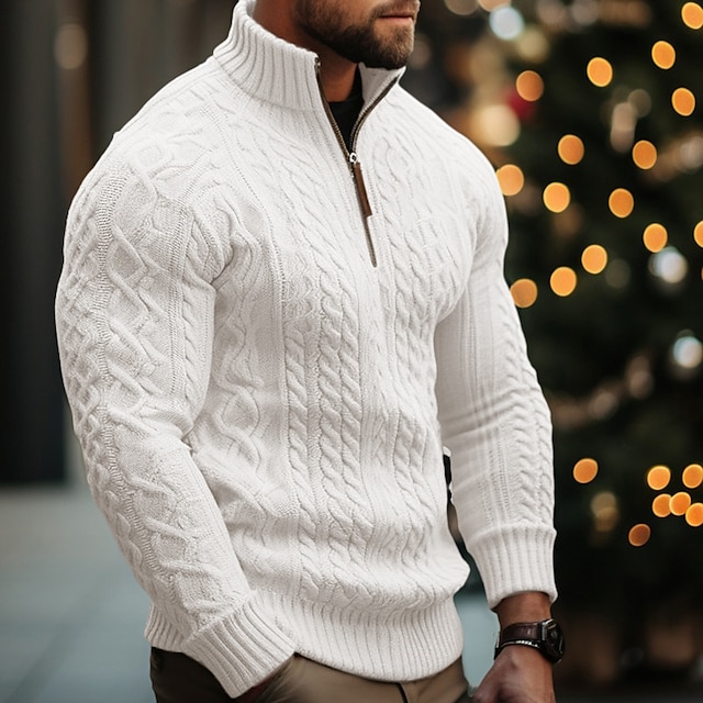 Men's Stand Collar Pullover Knitted Sweater