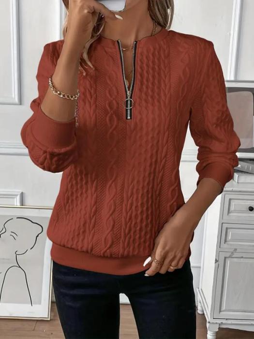 2025 Women's Casual Half Zip Crew Neck Sweatshirt