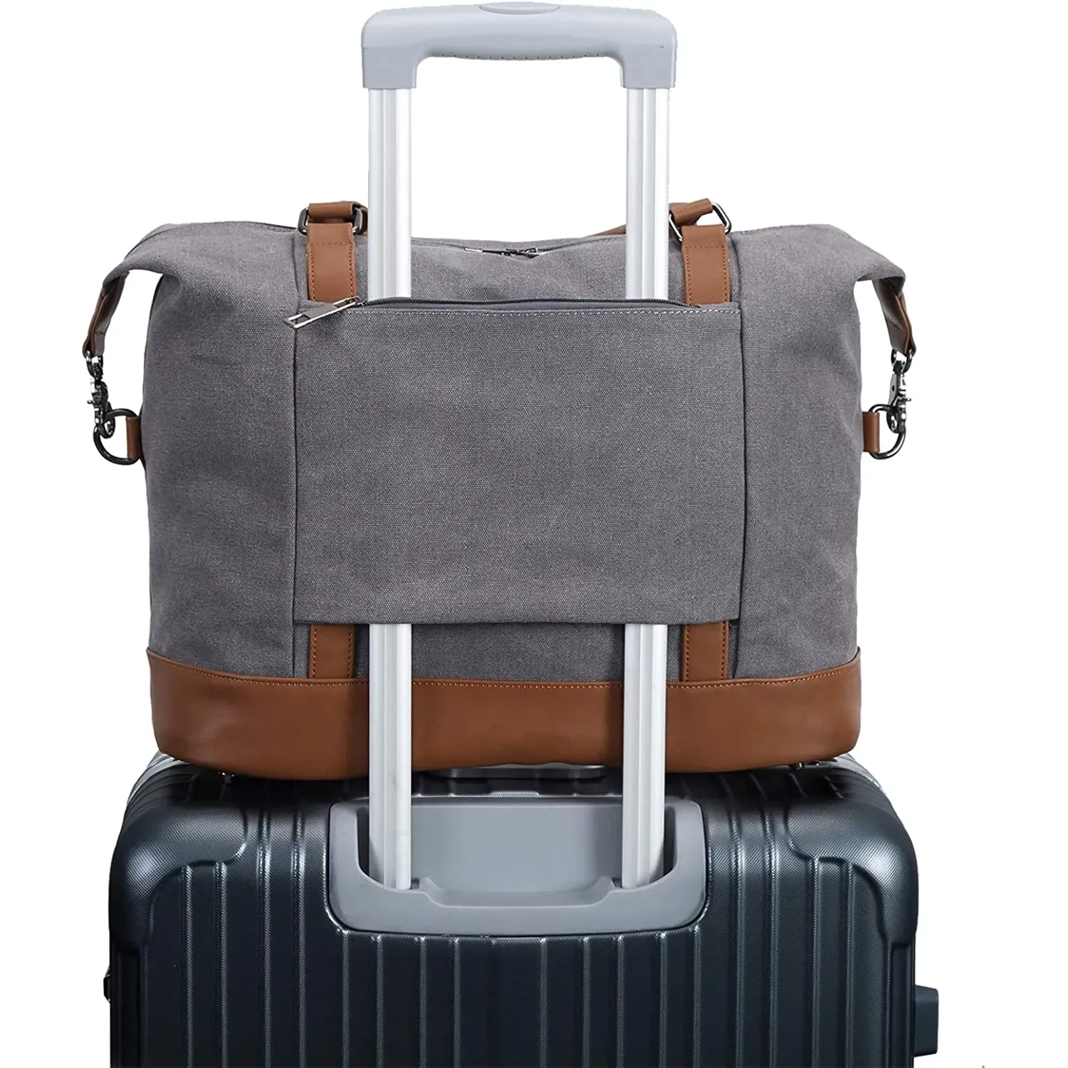 Ladies Canvas Weekender Bag Overnight Carry-on Tote Duffel in Trolley 