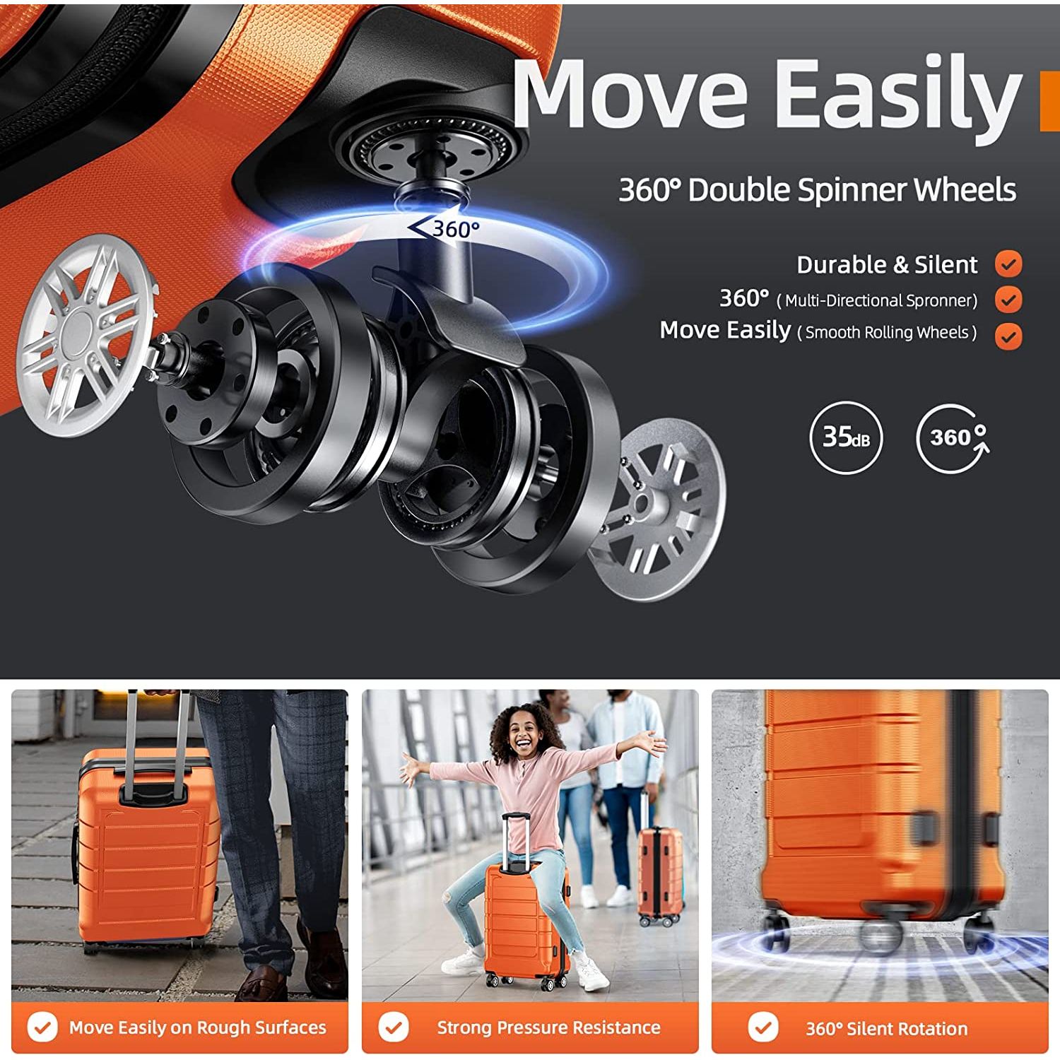 Luggage Sets Expandable PC+ABS Durable Suitcase Double Wheels TSA Lock 4pcs
