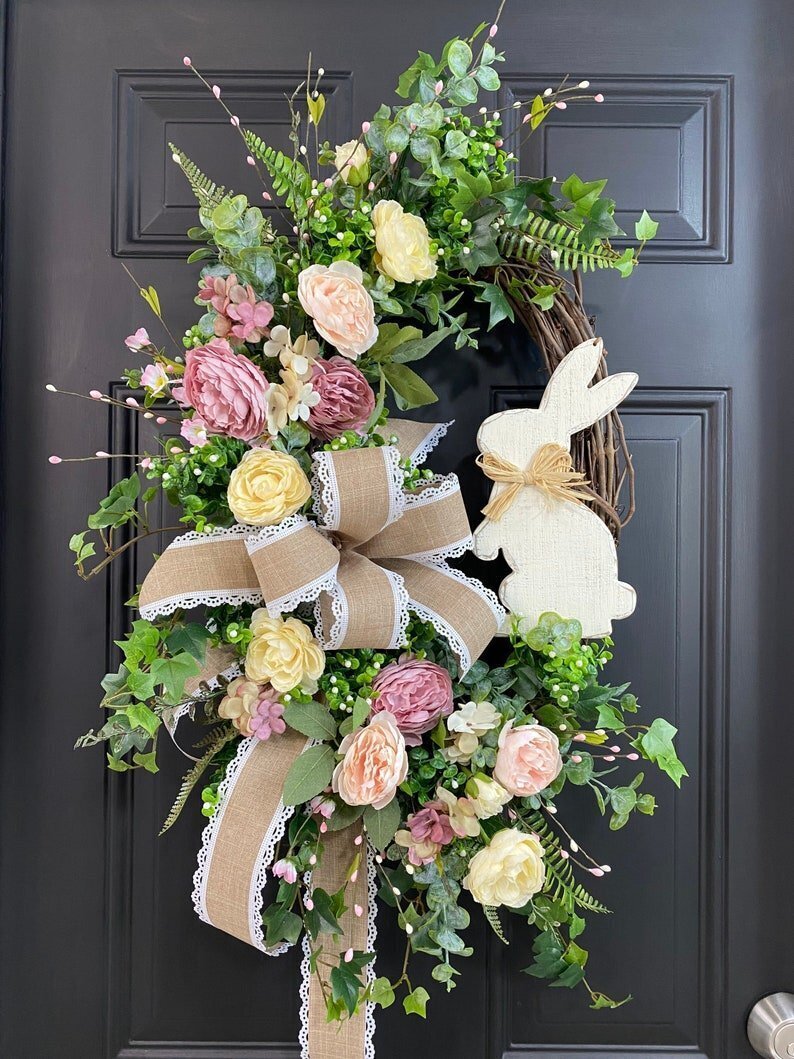 🥕Easter Sale🥕Rustic Bunny Wreath|Spring Wreaths for Front Door