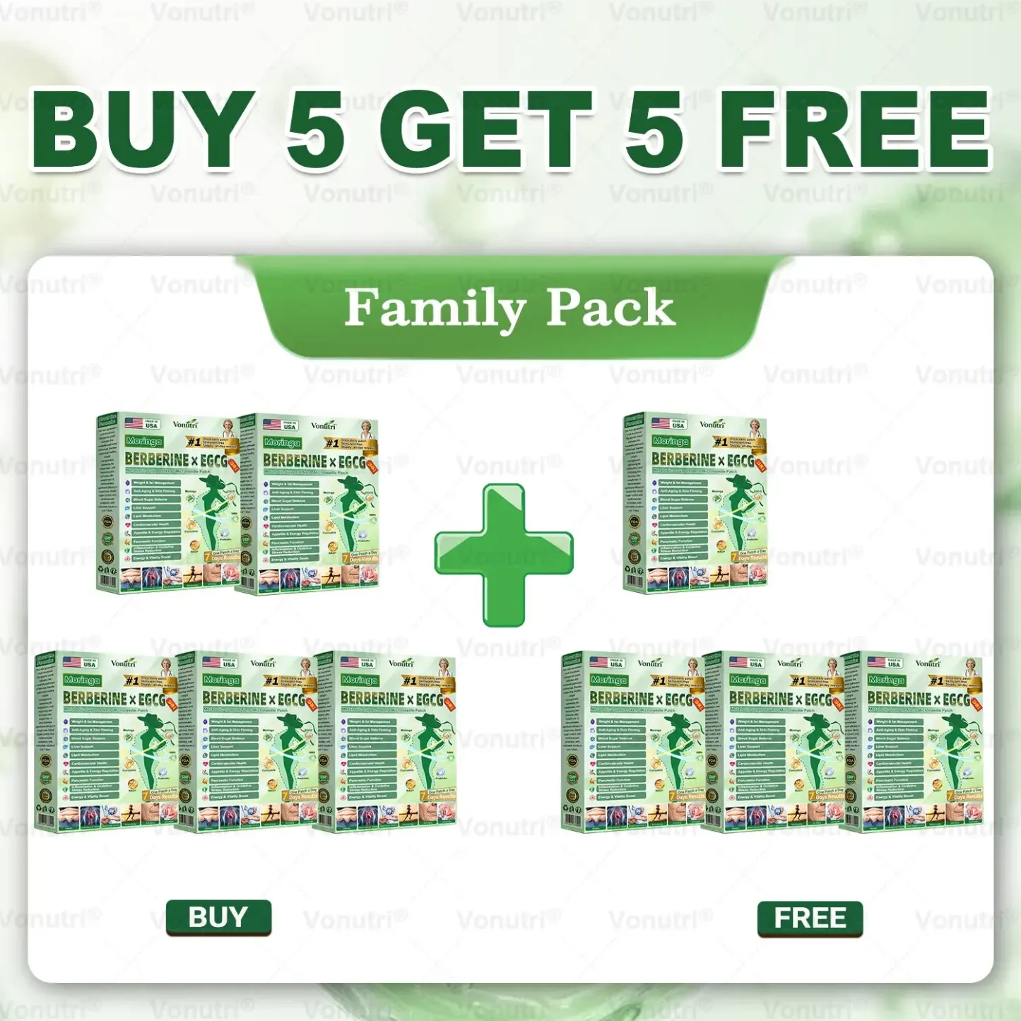 Vonutri® Moringa · Berberine × EGCG 10-in-1 Advanced Nano Microneedle Patch