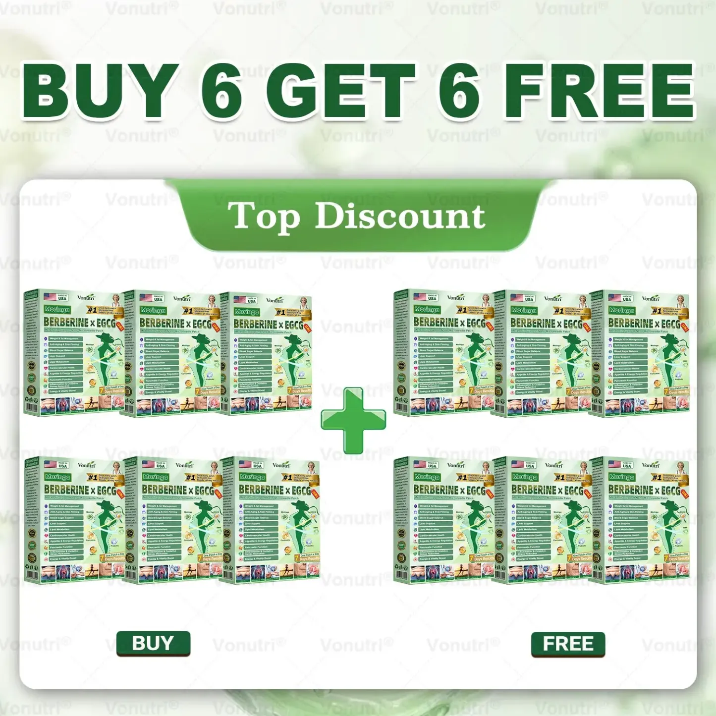 Vonutri® Moringa · Berberine × EGCG 10-in-1 Advanced Nano Microneedle Patch